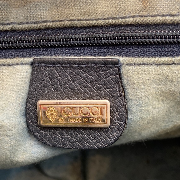 Vintage GUCCI Authentic Italy PURSE Navy Blue GG Monogram Boston Dr. Bag Speedy - Picture 7 of 13